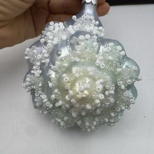 JS Jim Shore Shell Glass Blue Christmas Ornament Steampunk Ocean Nautical Beach